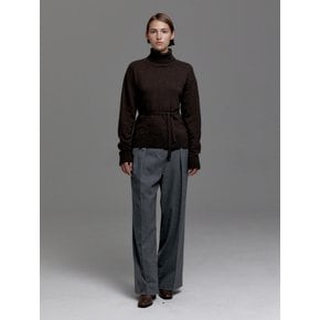 WOOL BLEND TWO TUCK SEMI WIDE PANTS