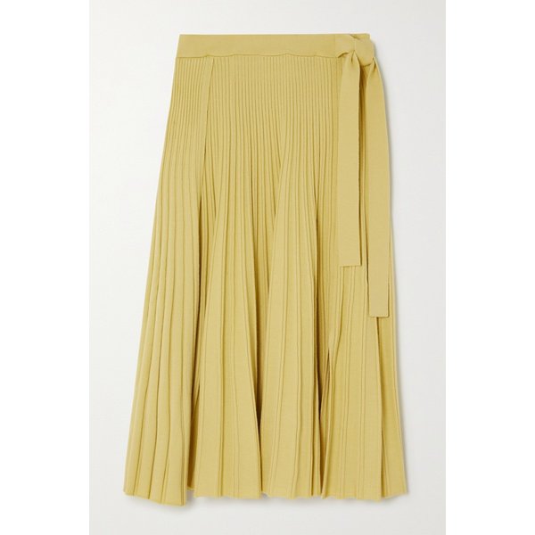 필립림 랩 이펙트 플리츠 울 혼방 미디 스커트 옐로 1647597289124280