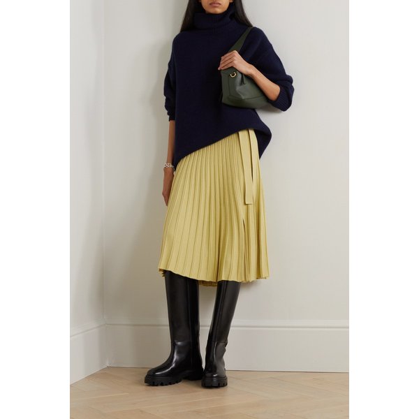 필립림 랩 이펙트 플리츠 울 혼방 미디 스커트 옐로 1647597289124280