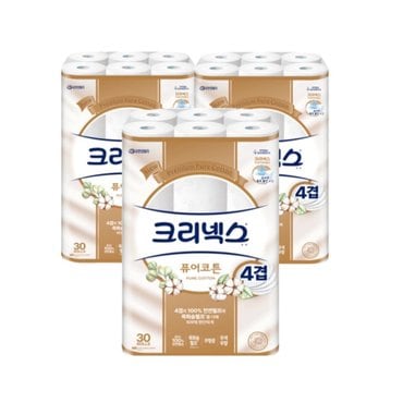 신세계 규격 크리넥스 퓨어코튼 도톰한 4겹  아쿠아 프레시 25m*30롤[3팩]