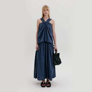 EENK Knotted Long Dress - Navy
