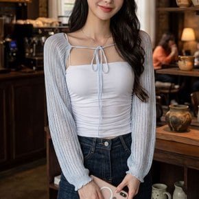시스루볼레로 스카시 골지 니트 숏가디건_M4920