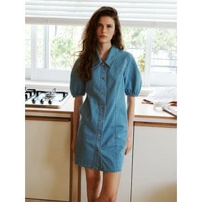 Volume Sleeve Denim Dress