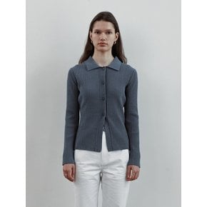 Multi rib slim fit collar cardigans [D/BLUE]