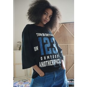 넘버 123 7부 티셔츠(블랙)_SXF1TS17BK