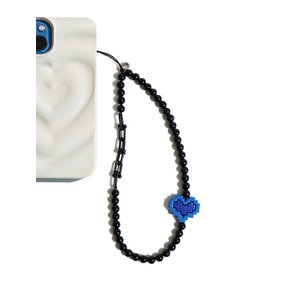 Black Blue Heart Wrist Phone Strap