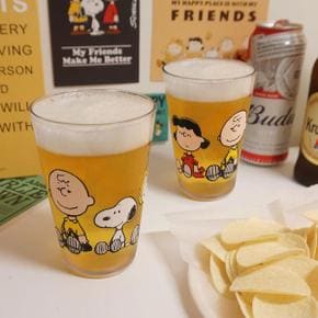 아트박스/베이지브라운 피너츠 스누피 점보컵 대용량 투명 500잔 맥주컵