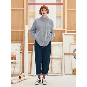 Oversized daily stripe shirt_Blue stripe