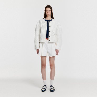 EENK YECA Pleated Denim Shorts - White