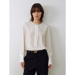 Regular-fit Collarless Blouse Ivory