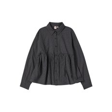 W CHESS COTTON BLOUSE [CHARCOAL]