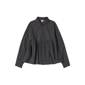 W CHESS COTTON BLOUSE [CHARCOAL]