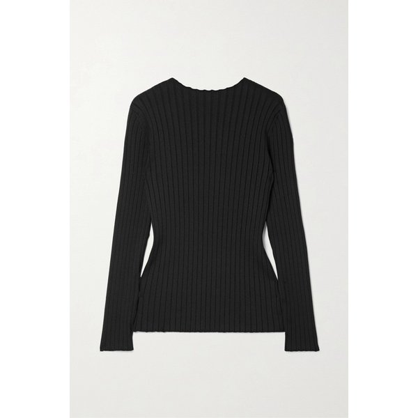 애시 오픈 백 골지 실크 스웨터 블랙 1647597310138656