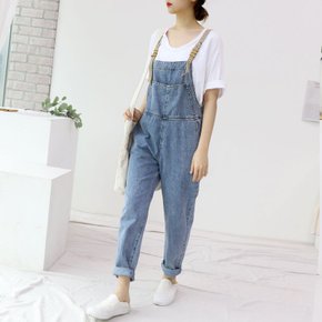 여성용 멀티청 멜빵바지 데님 점프수트 팬츠 데일리룩