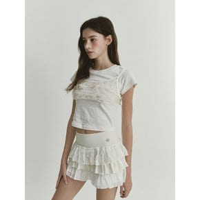 LACE JERSEY CANCAN SKIRT (IVORY)