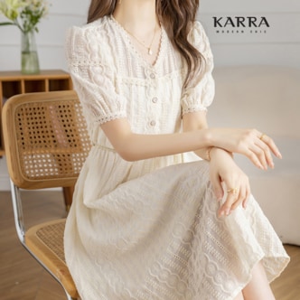 카라 KARRA 프렌치아일렛펀칭원피스+벨트SET_A4M0022