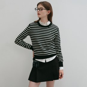 줄리아 스트라이프 라운드 니트_블랙 스트라이프 / JULIA STRIPE ROUND KNIT_BLACK STRIPE