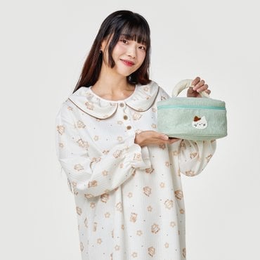 BUTTER(버터) [버터샵] 포레스트카페 밀크캣 누빔 파자마 원피스 FREE 아이보리
