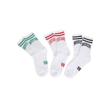 NBA BKN 아치형 팀 레터링 3PACK CREW SOCKS N245AO226P