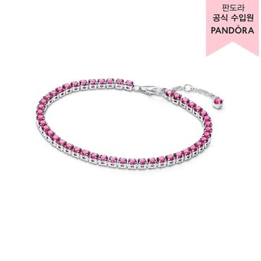 판도라 [백화점 보증서 제공] 스파클링 핑크 테니스 브레이슬릿 591469C04