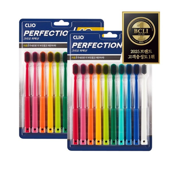 퍼펙션 차콜 초극세모 비비드 칫솔 10입 x2개