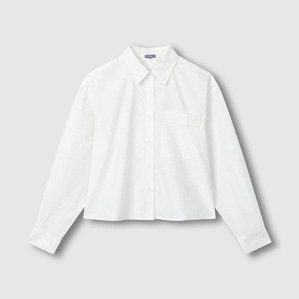 여 포플린 긴팔 크롭 셔츠 J116203522001