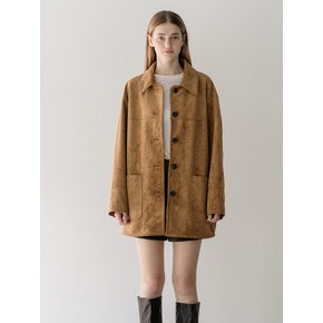 Suede half coat jacket - camel