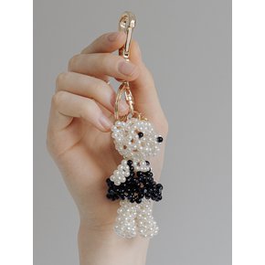 HTY017 Bead pearl bear keyring