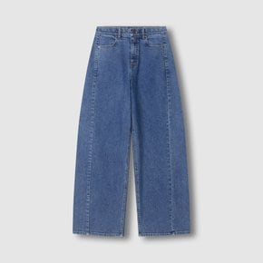 여 와이드 절개 데님 팬츠 (BLUE/ GREY)