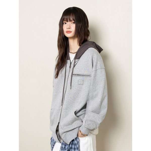 2WAY 디트로이트 후드 집업_멜란지