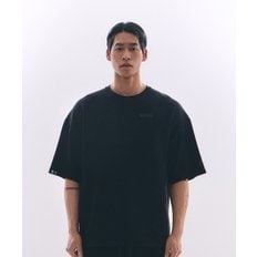 ALI 오버핏 레터링 숏슬리브 블랙