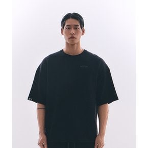 ALI 오버핏 레터링 숏슬리브 블랙