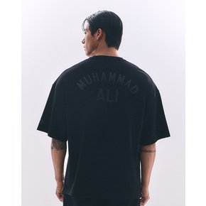 ALI 오버핏 레터링 숏슬리브 블랙