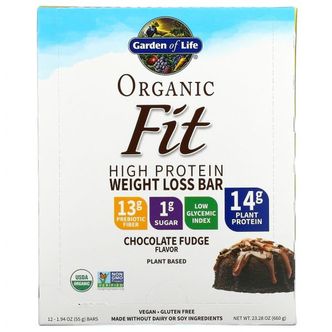  가든오브라이프 오가닉 피트 고단백질 체중 감량 바 초콜릿 퍼지 12개 각 1.9 oz (55 g)
