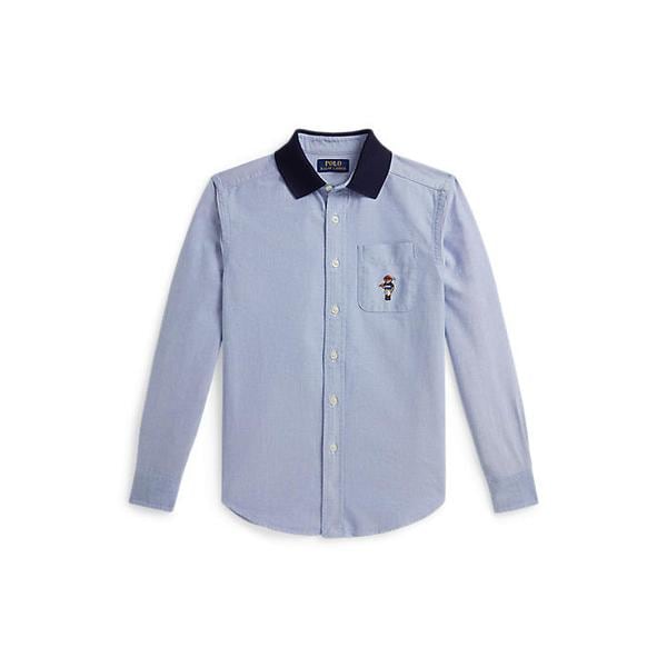 폴로 키즈 남아 8-18세 폴로 베어 옥스포드 니트 칼라 셔츠(CWPOWOVY6820653400)