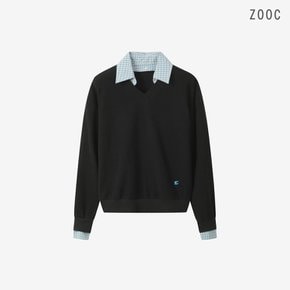 탈부착 카라 포인트 맨투맨 BK_V261PSM904