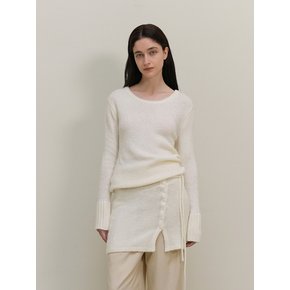 Double civet Wool long sleeve knit - Ivory