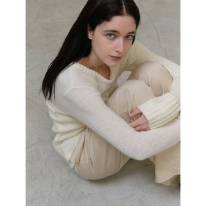 Double civet Wool long sleeve knit - Ivory