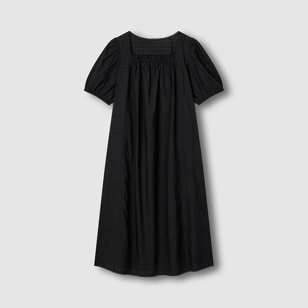 여 아일렛 시어 반팔 파자마 원피스 J206203065099