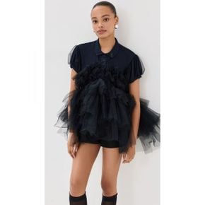 4967608 Simone Rocha Puff Sleeve Tulle Frill Polo Shirt