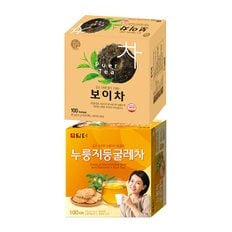  담터 누룽지 둥굴레차 100T +송원 보이차 100T (200T)