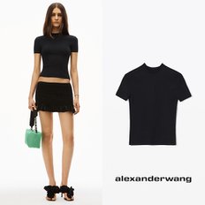 alexanderwang 알렉산더왕 심리스 골지 나일론 크루넥 블랙 티셔츠