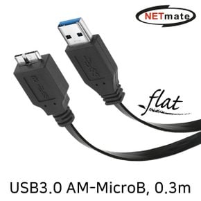 NETmate NMC-UM303F USB3.0 MicroB FLAT 케이블 0.3m (블랙)