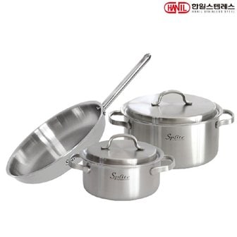 한일스텐레스 스플릿 통5중 스텐레스 인덕션냄비 후라이팬세트 3종C(양18+24+후28)