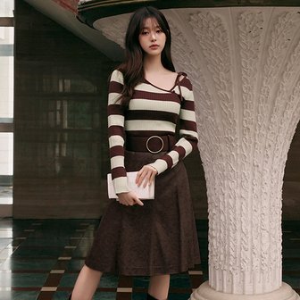 로라로라 SUEDE MERMAID SKIRT DEEP BROWN