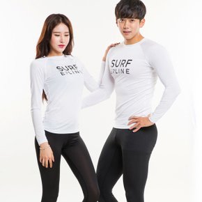 SURF화이트 긴팔 커플 래쉬가드 비치웨어 수영복 상의 단품