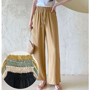 라미 린넨 와이드팬츠 4color    여름 바지 밴딩 슬랙스 주머니 있음_P393775364