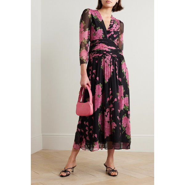 라켈 루시드 플로럴 프린트 데보레 벨벳 미디 원피스 1647597315985119