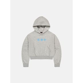 W Emoji Crop Hoodie Heather Grey