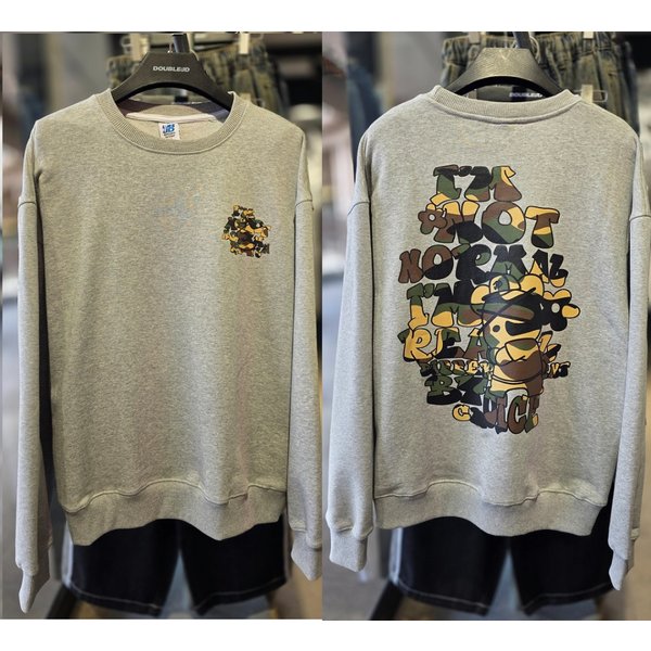 [시흥점] 밀리터리 베어 그래피티 세미오버핏 맨투맨(남여공용)/JGZZ22802GY